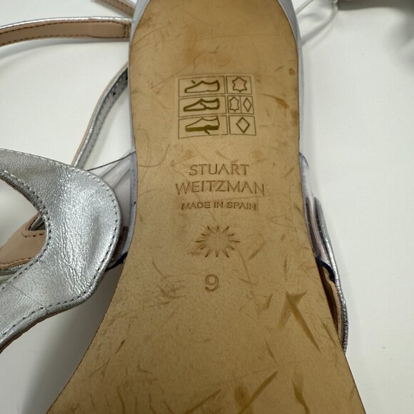 Stuart Weitzman Mariposa 80s Strappy Sandal Heels Women's 9B Silver Formal NWOB - Picture 16 of 16
